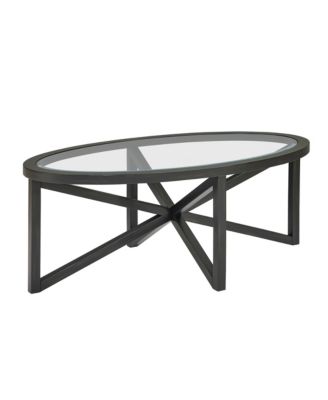 Tempered Glass with Wood Base Modern Design Coffee Table
