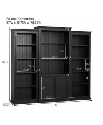 78.75" 3-Pc Bookcase w/ 5-Color LED Light, Retro Style