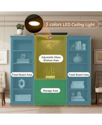 78.75" 3-Pc Bookcase w/ 5-Color LED Light, Retro Style