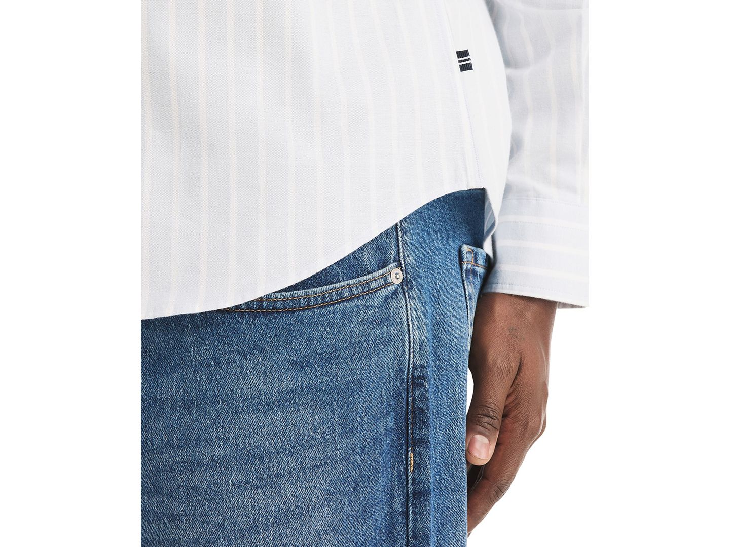 Мужская рубашка Nautica Long-Sleeve Stretch Oxford Stripe, цвет: Туманный — фото 4
