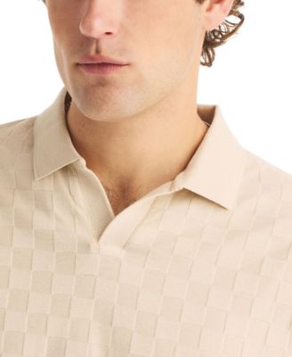 Men's Short-Sleeve Checker Jacquard Polo Shirt