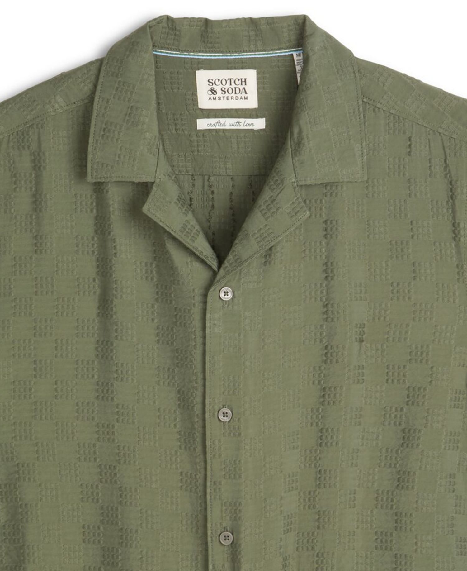 Men's Dobby Check Print Collared Shirt