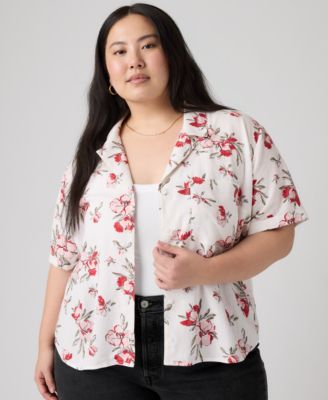 Plus Size Bennie Point Collar Camp Shirt