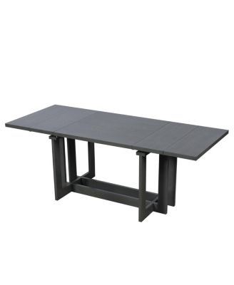 Rustic 82" Extendable Dining Table Set with 6 Upholstered Chairs