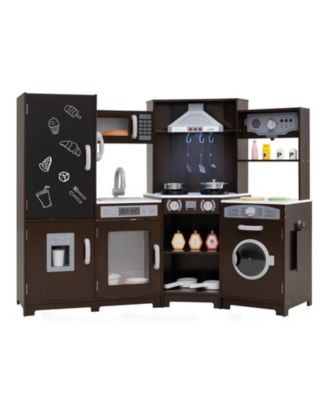 Kids Corner Wooden Kitchen Playset with Realistic Lights & Sounds