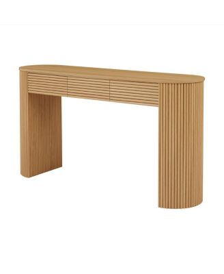 Retro Console Table with Storage, 3 Drawers, Slat Aesthetic, Entryway/Living Room