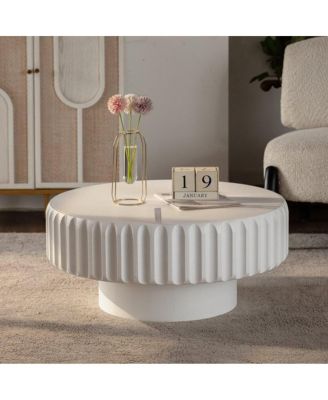 Round Fluted Storage Table with Lift-Off Lid