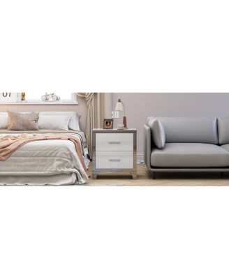 High Gloss Mirrored 2-Drawer Nightstand - Modern Bedside End Table