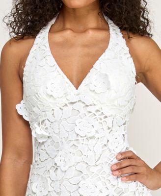 Juniors' Halter V-Neck Short Dress