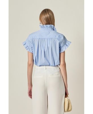 Women's Striped Ruffle Shirt