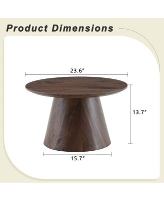 wood grain MDF circular coffee table - 23.6" D x 13.7" H