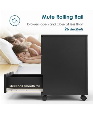 3-Drawer Vertical Filing Cabinet, Wood Mobile File Cabinet, Storage Cabinet with Wheels, Under Desk for Home Office