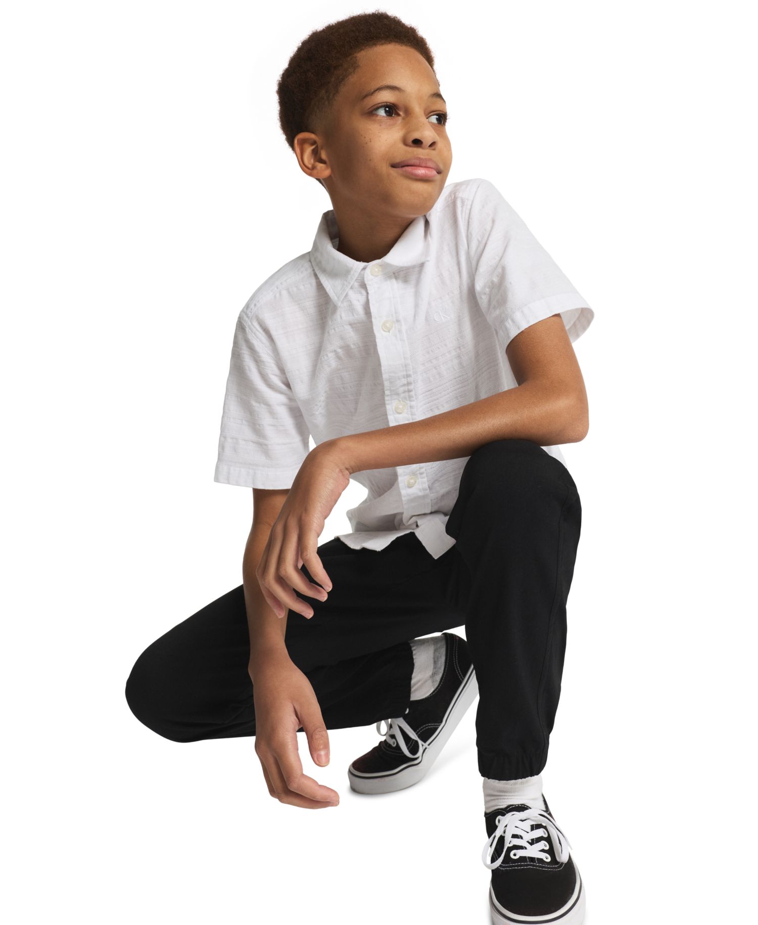 Boys' 8-20 Texture Stripe Woven Short-Sleeve Shirt