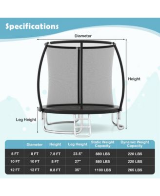 10FT Backyard Trampoline with Enclosure Net
