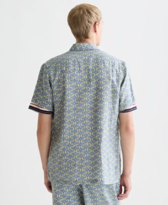 Men's Printed Linen Regular-Fit Short-Sleeve Shirt