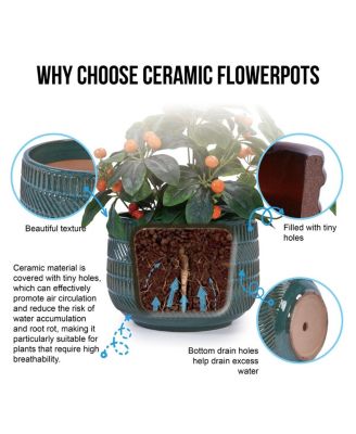 Handmade Deep Ceramic Planter Set of 3