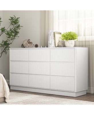 9 Drawer 63" Wide Wood Dresser, Modern Long TV Stand