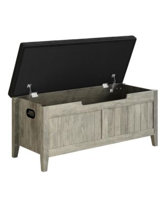 39.4" Wooden Flip-Top Storage Bench - 2 Safety Hinges Large Entryway Trunk Organizer