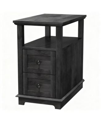 Drawer End Table with Charging Station for Living Room and Bedroom