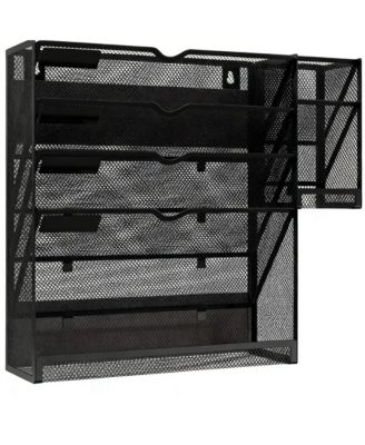 5-Tier Magnetic File Organizer with Pen Holders for Efficient Desk or Wall Storage