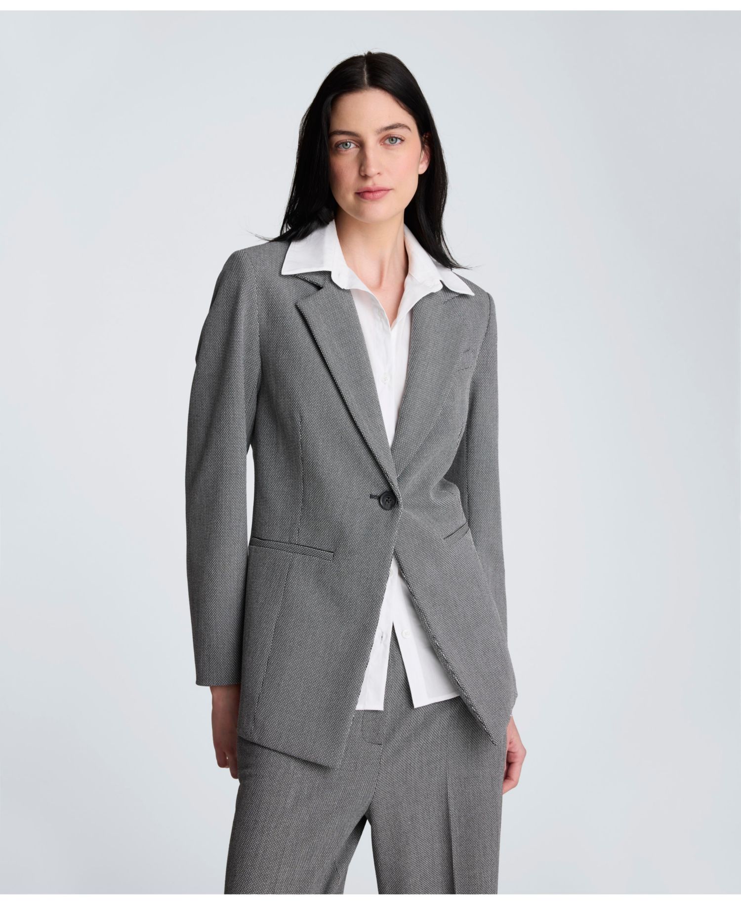 Women's Long Sleeve Notch Collar Blazer with Detachable Shirt