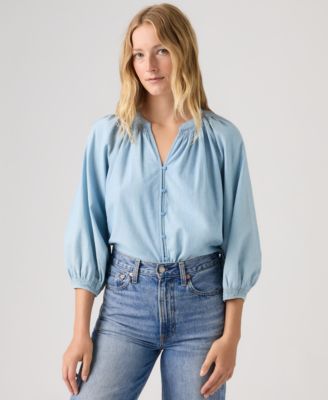 Plus Size Relaxed-Fit Button-Front Top