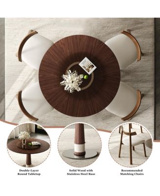 Solid Wood Dining Table Set Chairs, Round Table, Lazy Susan, Retro Kitchen Set