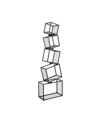 5-Tier Geometric Bookshelf - Modern Narrow Floor Bookcase
