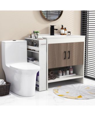 Narrow Mobile Serving Cart with Open Shelves for Kitchen Bathroom Living Room