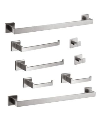 8 - Piece Bathroom Hardware Set, Stainless Steel Bath Towel Holder, Square Wall Mounted Towel Rack, Brushed Nickel Towel Bar for Bathroom