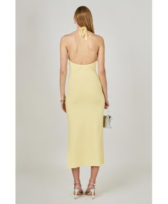 Women's Flower Detail Halter Maxi Dress