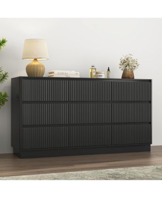 9 Drawer 63" Wide Wood Dresser, Modern Long TV Stand