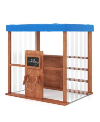 Kids Gas Station Playhouse with Refueling Guns for Ages 3