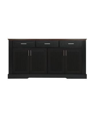  63" Fluted Sideboard Buffet Cabinet with Storage, Modern Coffee Bar Station