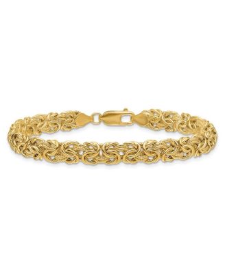 Solid 18k Yellow Gold Italian 7.5" 7.5mm Wide Woven Byzantine Bracelet