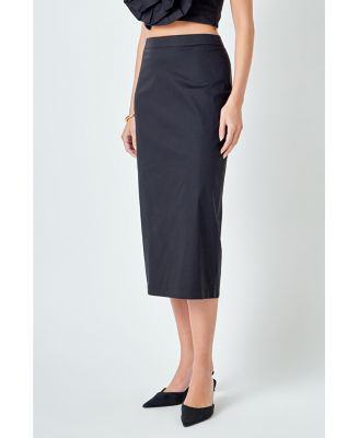 Women's High Waisted Column Midi Skirt