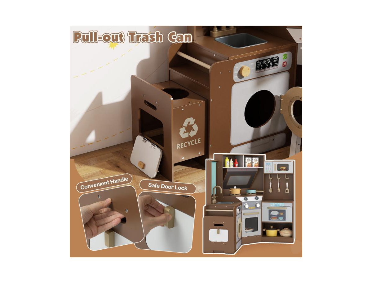 Slickblue Corner Pretend Kitchen Playset with Stoves, Lights, and Sounds