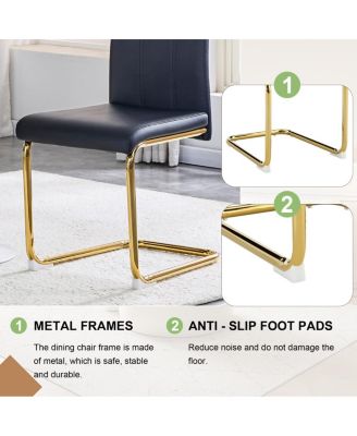 Streamdale 2-Pack Black PU Upholstered Dining Chairs with Gold Legs