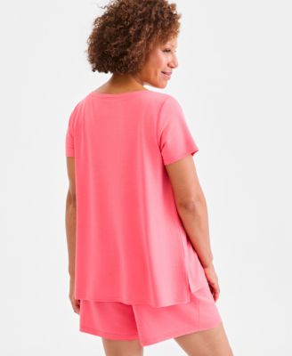 Petite Short-Sleeve Boat Neck Top