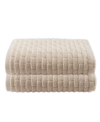 Subway Tile Textured Cotton 2-Pc. Bath Sheet Set