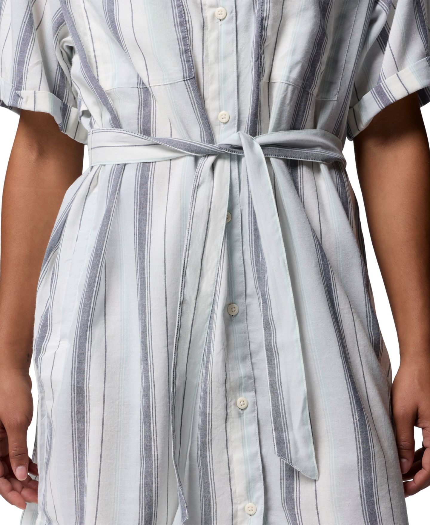 Женское платье Columbia Striped Short-Sleeve Shirt Dress, цвет: Серый / В полоску — фото 4