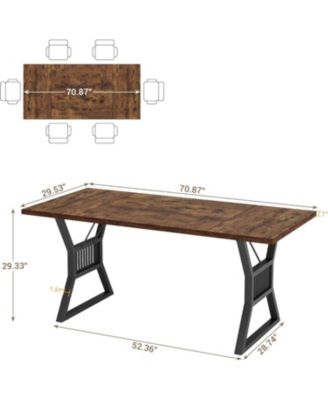 70.8 Inch Dining Table 4-6 Person Kitchen Table with Heavy Duty Metal Legs Farmhouse Dining Room Table for Kitchen Living Room
