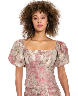 Women's Bubble-Sleeve Bustier Top