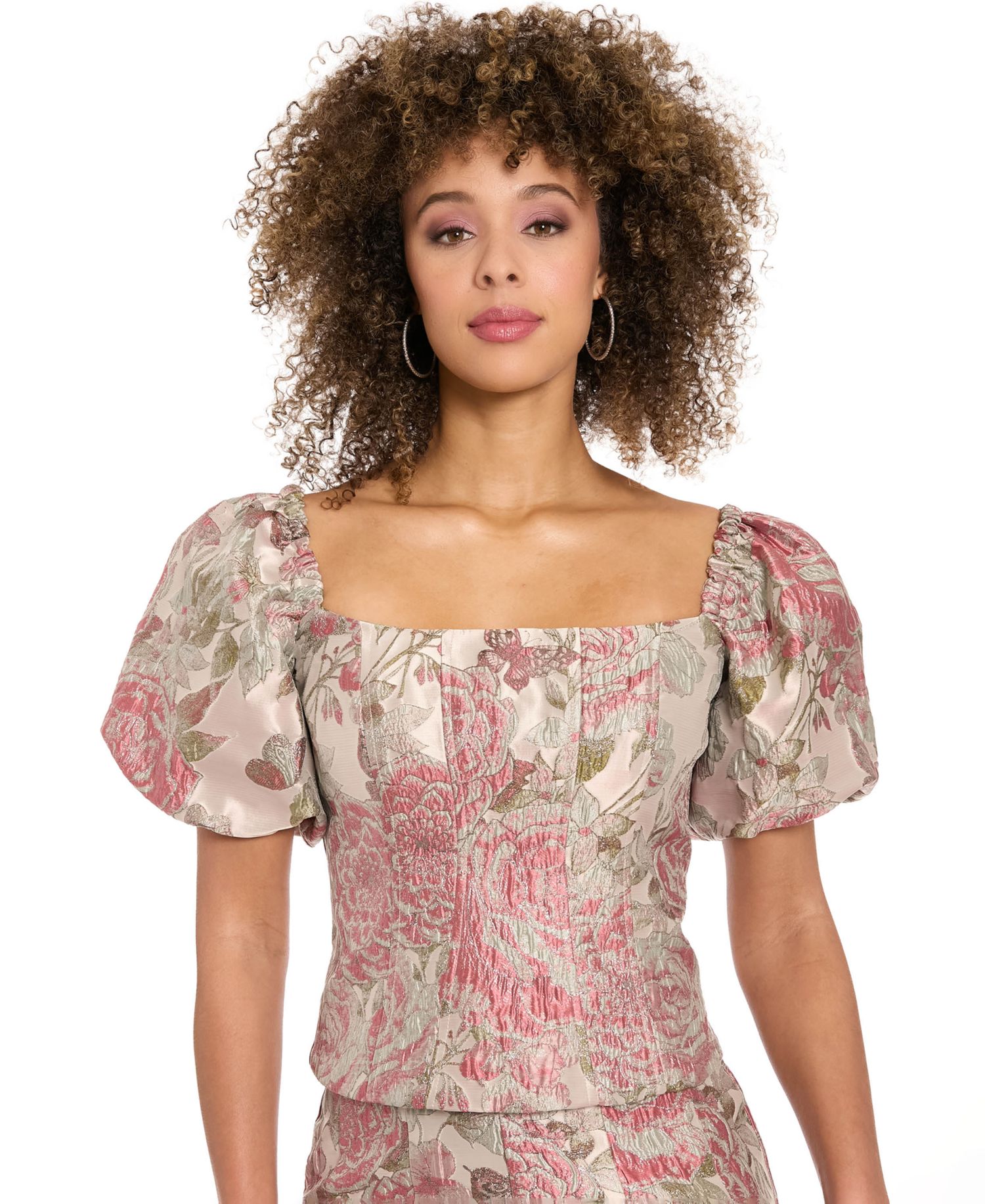 Women's Bubble-Sleeve Bustier Top