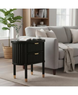 1-Pc Solid Wood Gold-Handle Nightstand Furniture