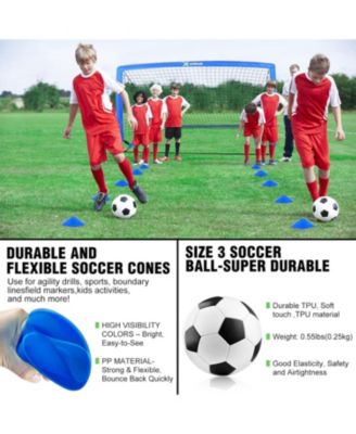 Set of 2 Kids 6x4ft Soccer Goals with Ball, Cones & Pop-Up Nets – Backyard Training Equipment for Ages 3-12, Outdoor Sports Gifts