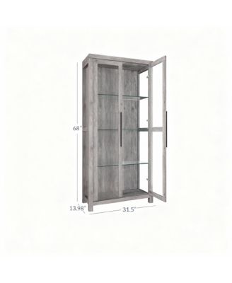 Tempered Glass Display Cabinet - Adjustable Shelves for Home Decor