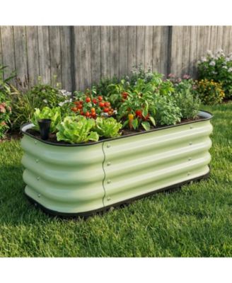 Galvanized Raised Garden Bed 31.5'' Self-Watering Planter Box with Drainage Plug and Water Reservoir for Indoor & Outdoor Gardening