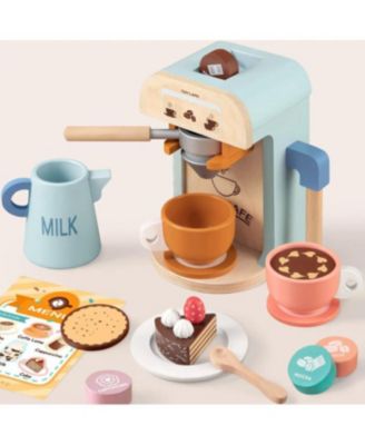 Play Kitchen Accessories – Children’s Coffee Maker: Wooden Kids Play Coffee Maker Set