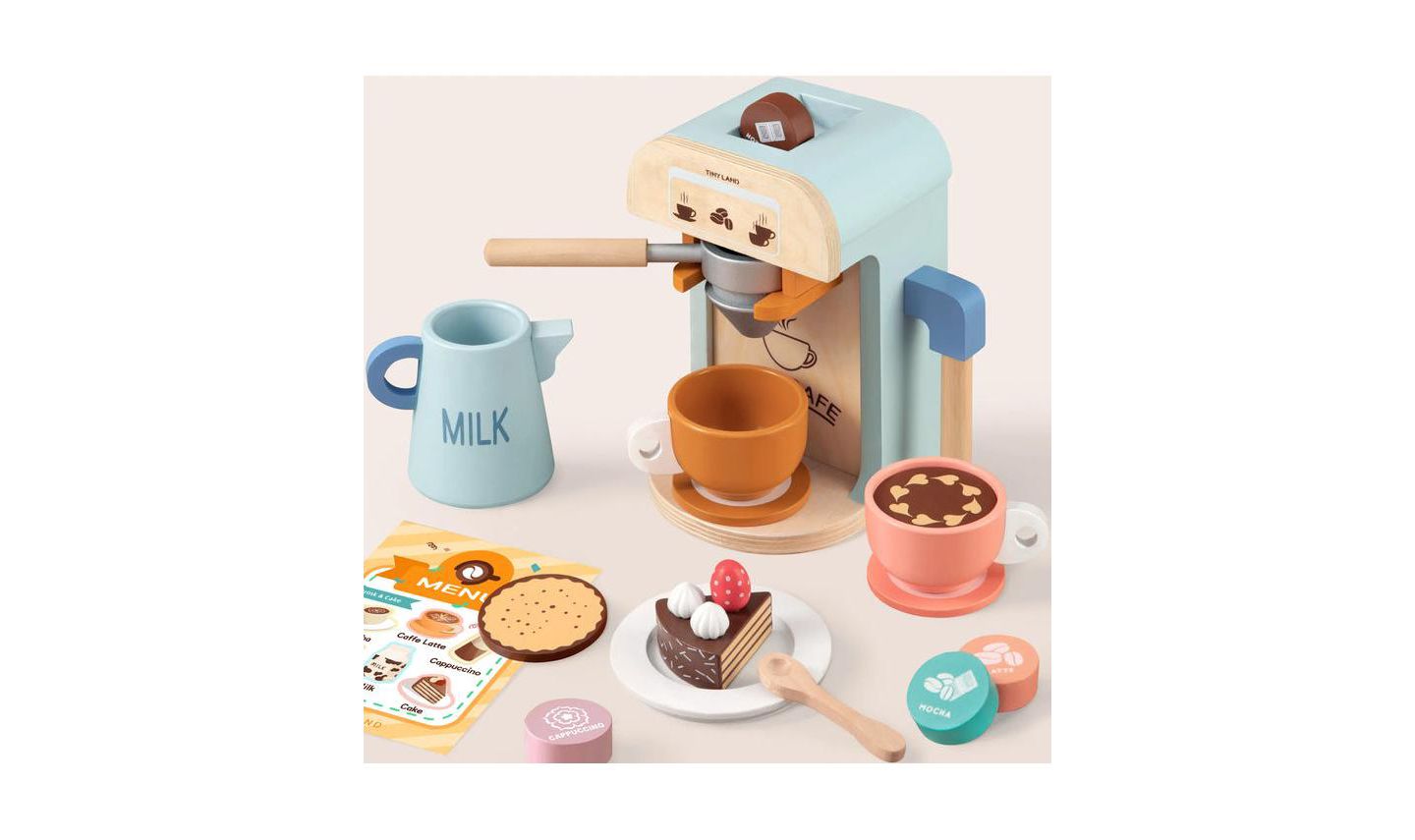 Детские игрушки Tiny Land Wooden 11-Piece Coffee Maker Set, Ages 3+ — фото 9